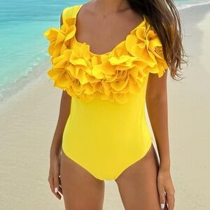 Vibrant Yellow Ruffled Swimsuit NWOT